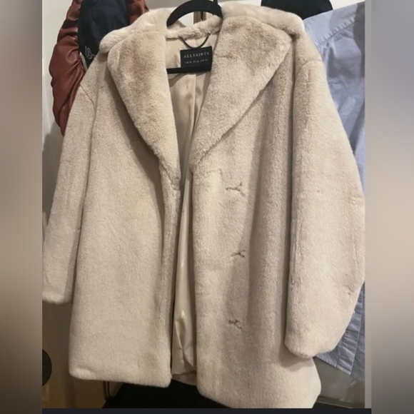 AllSaints- Amice Faux Fur Coat-Sz 10 EUC Like New - Picture 5 of 5